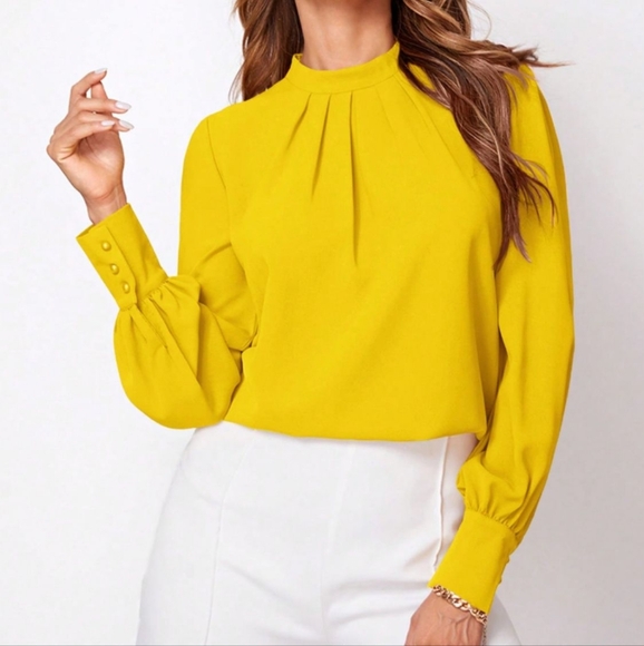 Ruched Reflections Blouse - Yellow - Picture 3 of 6